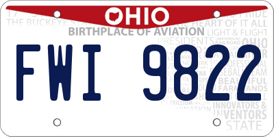OH license plate FWI9822