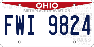 OH license plate FWI9824