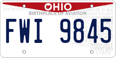 OH license plate FWI9845