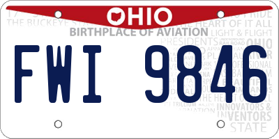 OH license plate FWI9846