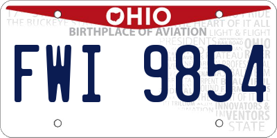 OH license plate FWI9854