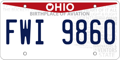 OH license plate FWI9860