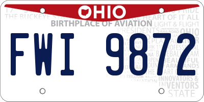OH license plate FWI9872