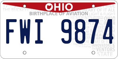 OH license plate FWI9874