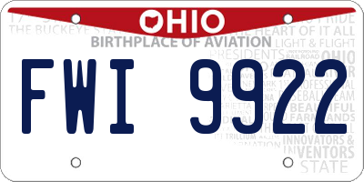 OH license plate FWI9922
