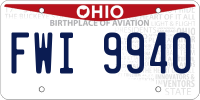 OH license plate FWI9940