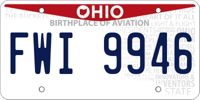 OH license plate FWI9946