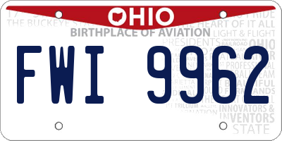 OH license plate FWI9962