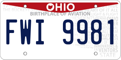 OH license plate FWI9981