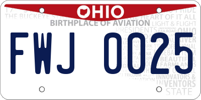 OH license plate FWJ0025