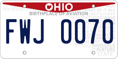 OH license plate FWJ0070