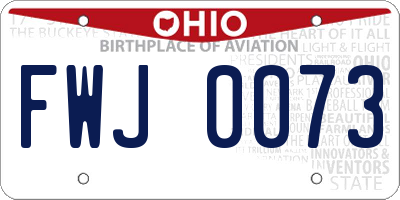 OH license plate FWJ0073