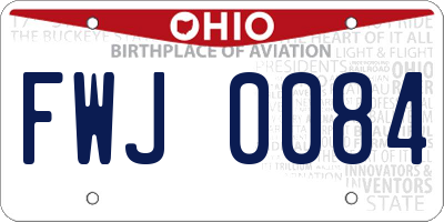 OH license plate FWJ0084