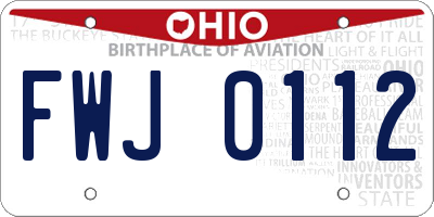 OH license plate FWJ0112