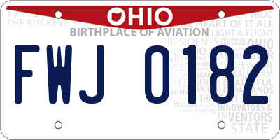OH license plate FWJ0182