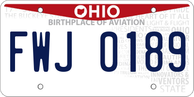 OH license plate FWJ0189