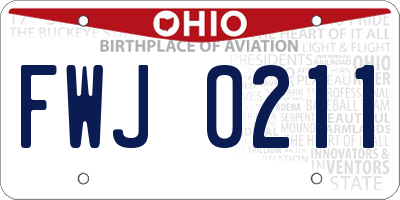 OH license plate FWJ0211