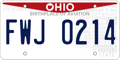 OH license plate FWJ0214
