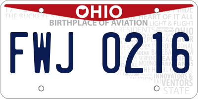 OH license plate FWJ0216
