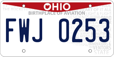 OH license plate FWJ0253