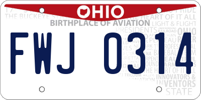 OH license plate FWJ0314
