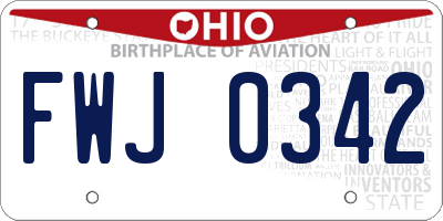 OH license plate FWJ0342