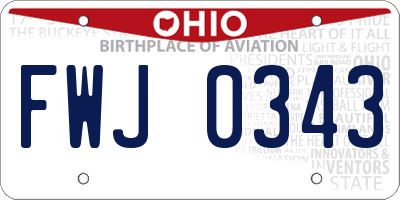 OH license plate FWJ0343