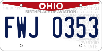 OH license plate FWJ0353