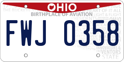 OH license plate FWJ0358