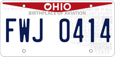 OH license plate FWJ0414