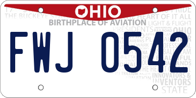 OH license plate FWJ0542