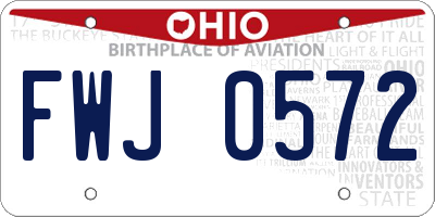 OH license plate FWJ0572