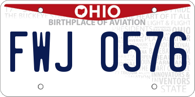 OH license plate FWJ0576