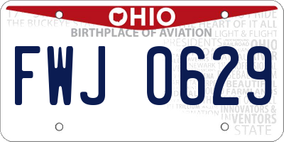 OH license plate FWJ0629