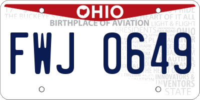 OH license plate FWJ0649