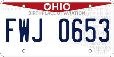 OH license plate FWJ0653