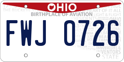 OH license plate FWJ0726