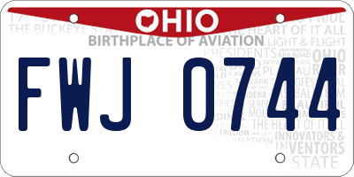 OH license plate FWJ0744
