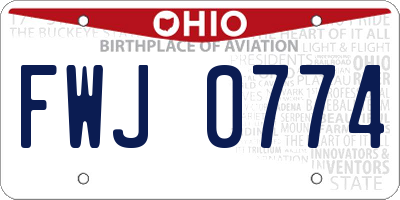 OH license plate FWJ0774