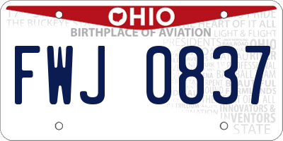 OH license plate FWJ0837