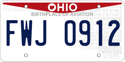OH license plate FWJ0912