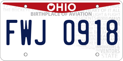 OH license plate FWJ0918