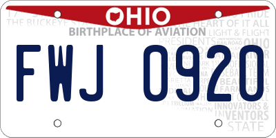OH license plate FWJ0920