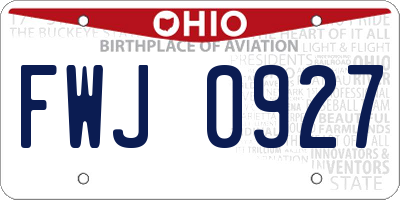 OH license plate FWJ0927