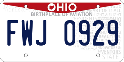 OH license plate FWJ0929