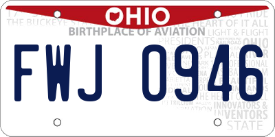 OH license plate FWJ0946