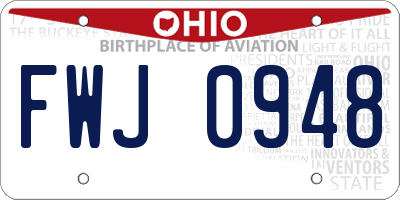 OH license plate FWJ0948