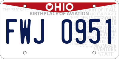 OH license plate FWJ0951