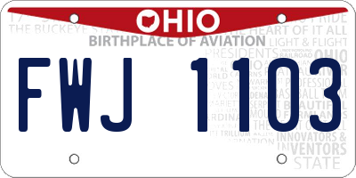 OH license plate FWJ1103