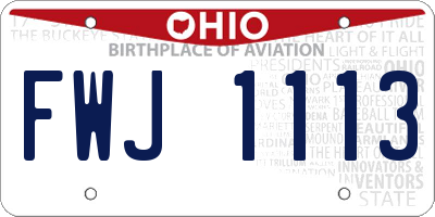 OH license plate FWJ1113